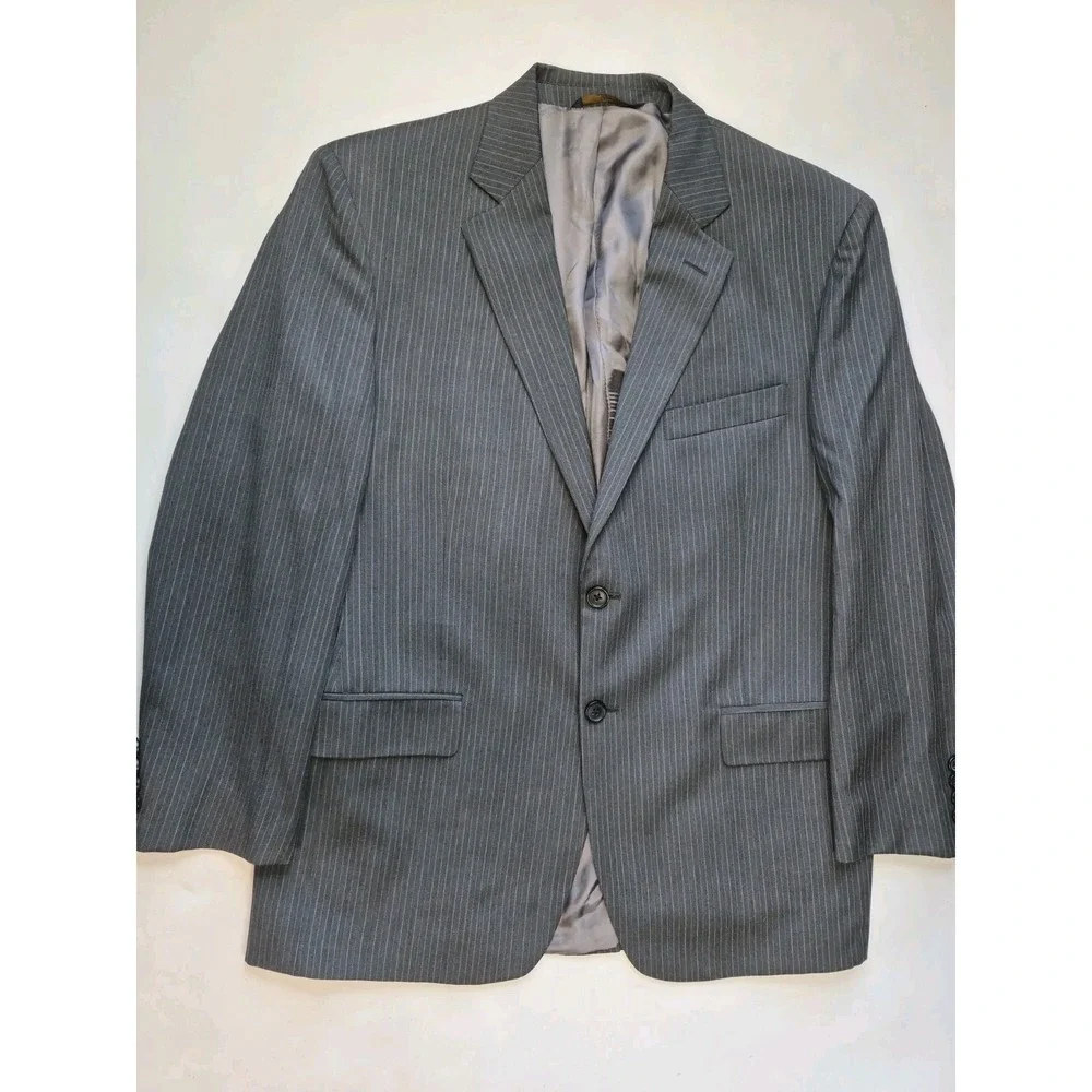 Brooks Brothers Mens Wool Stretch Sports Coat 41S Gray Stripe 2 Button Blazer